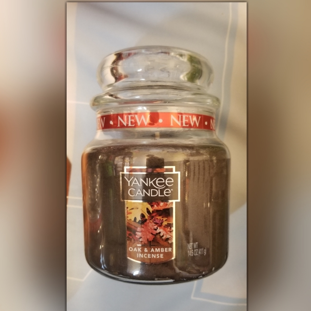 3/$42 medium jar candles - oak & amber incense